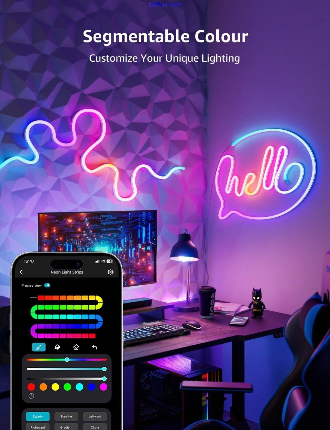 Neon LED Strip Lights Smart AI Colour Changing Light Magicolour Voice Control 4 