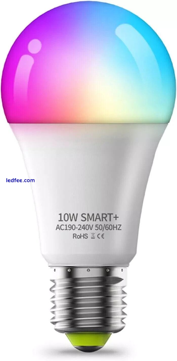 4 Pack E27 Colour Changing LED Light Bulbs Alexa, Google, App, Smart Bulb 10W 0 