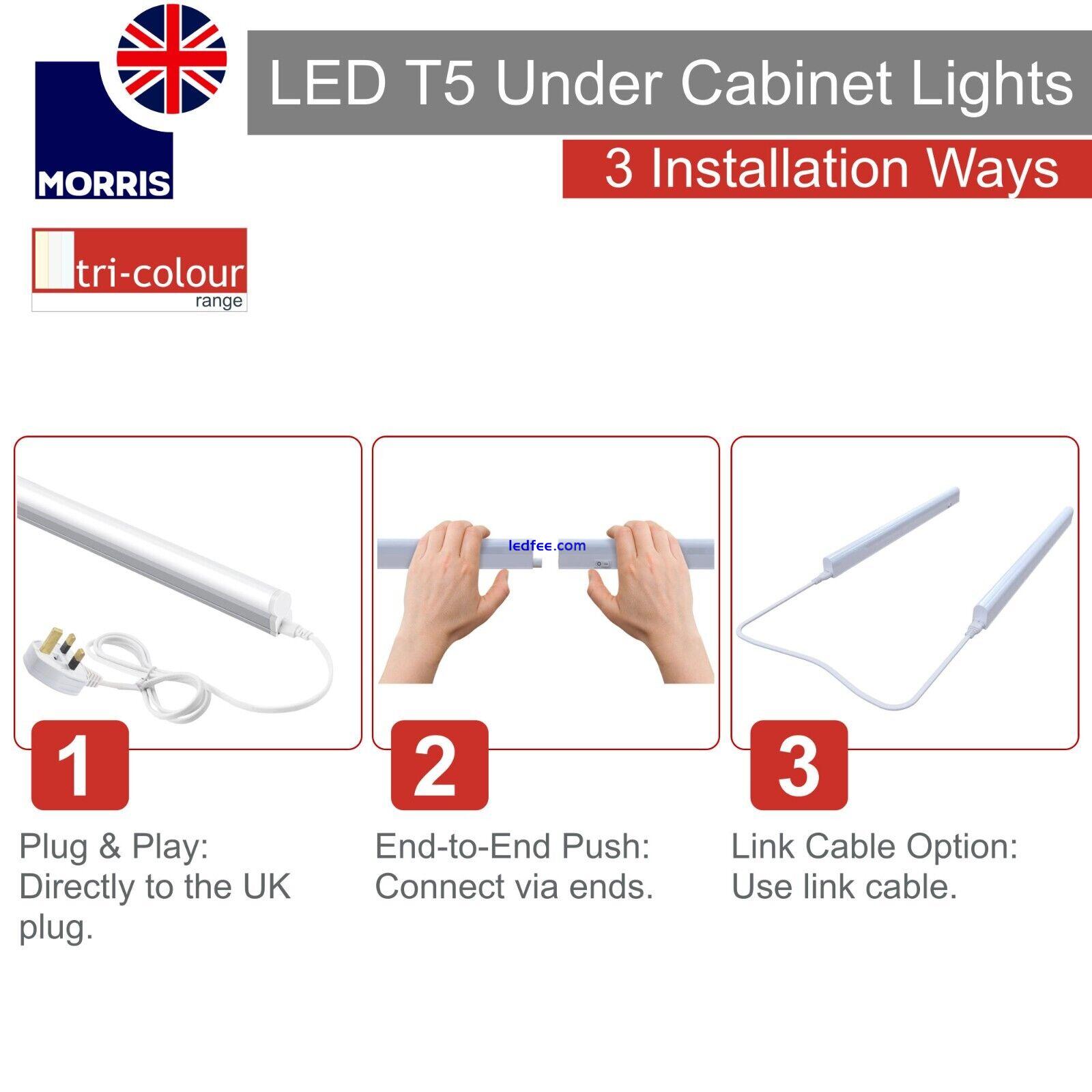 LED Under Cabinet Light 550mm T5 Linkable 3 in 1 3000k 4000k 6500k Pack of 2 1 