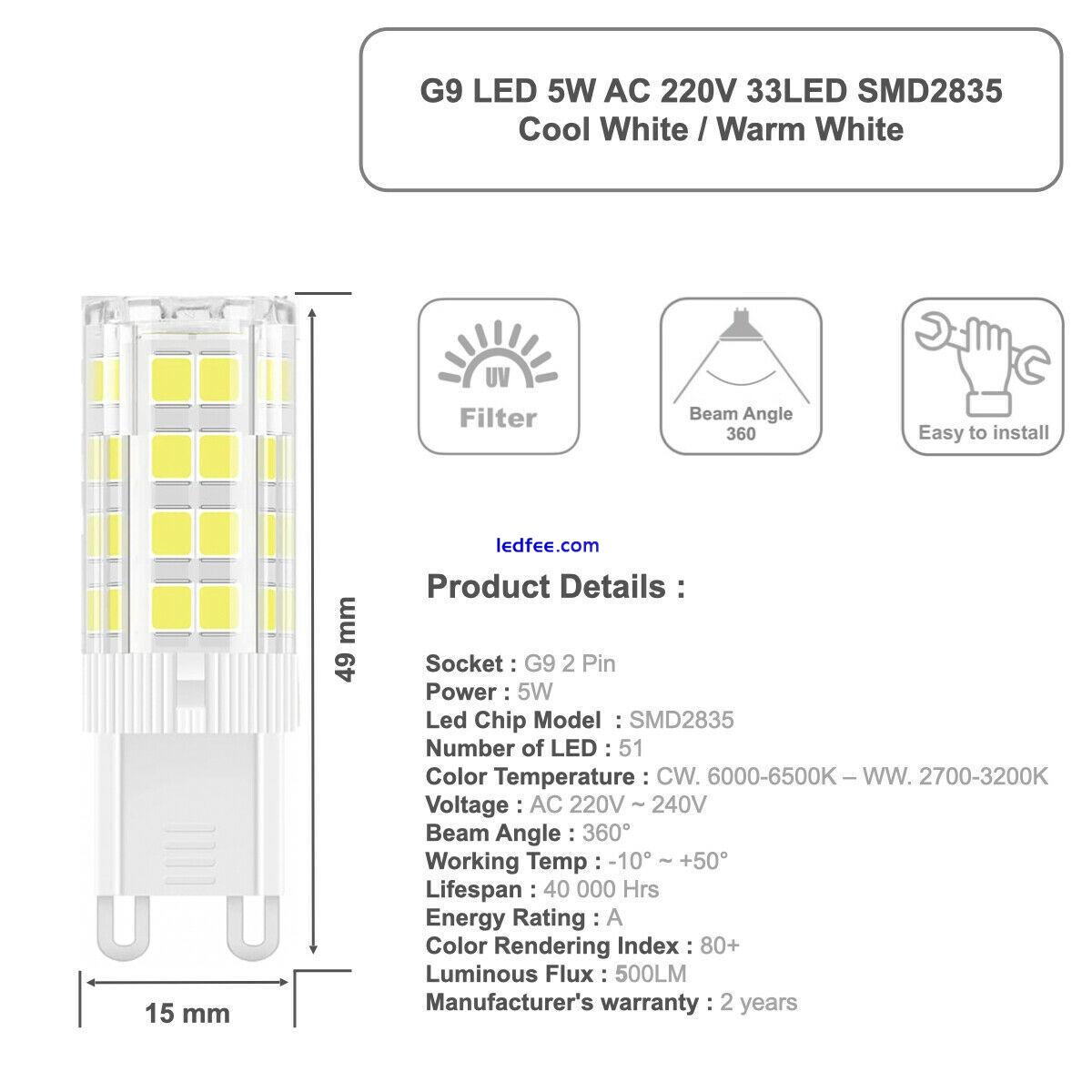 G9 LED 3W 5W Light Bulb COOL,  WARM WHITE Replacement For Halogen Capsule Bulbs 1 