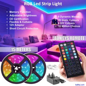 LED STRIP LIGHTS 15M 5050 RGB COLOUR CHANGING TAPE CABINET KITCHEN LIGHTING UK