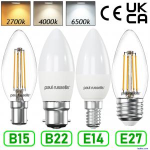 LED Candle Light Bulb Dimmable Filament Energy Saving Bulbs E27 B22 E14 B15 UK