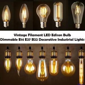 Vintage Edison LED Bulb - Dimmable B22/E27 Filament Light for Industrial Decor