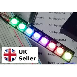 NeoPixel compatible RGB LED stick / strip : 8 RGB LEDs WS2812B 5050  | eBay UK